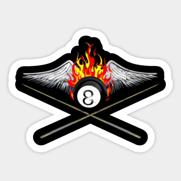 Billiards Player And Flaming 8 Ball Sticker by Sink-Lux